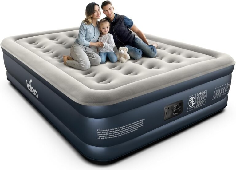 iDOO Queen Air Mattress with Built in Pump, 18" Raised Comfort Blow up Mattress, Upgraded Four Chamber Airbed, Durable Inflatable Mattress for Guests & Home, colchon inflable, Air Bed, 650lbs Max