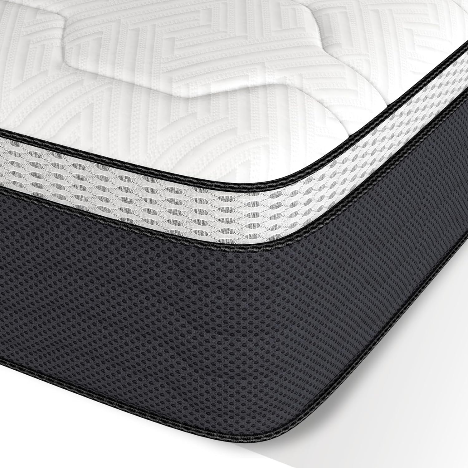 Hybrid Queen Mattress 12 Inch, Queen Size Spring Gel Memory Foam Mattress, Medium Firm Queen Mattresses in a Box, Hybrid Coil Innerspring Mattress for Adjustable Bed Frame, White Grey