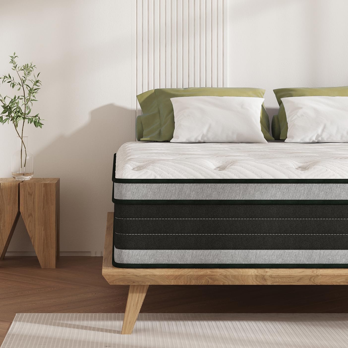 Queen Size Mattress, 12 Inch Hybrid Pillow Top Queen Mattresses in a Box with Gel Memory Foam & Individually Pocket Coils, Medium Firm Mattress for Back Pain, Pressure Relief