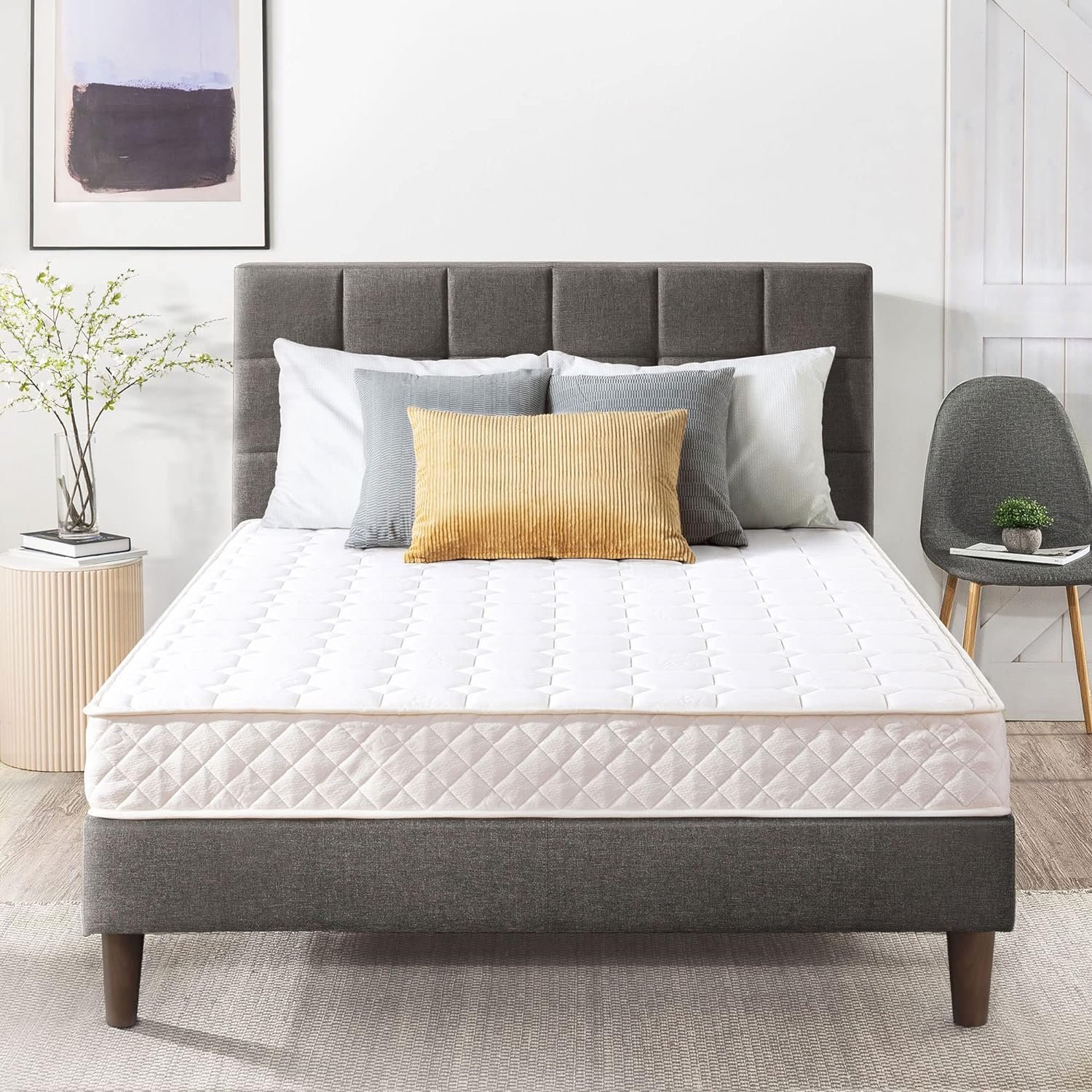 Best Price Mattress 8 Inch Tight-Top Pocket Spring-Mattress - Motion Isolation Individually Encased Pocket Springs, Comfort Foam-Top, CertiPUR-US Certified Foam, Queen, White