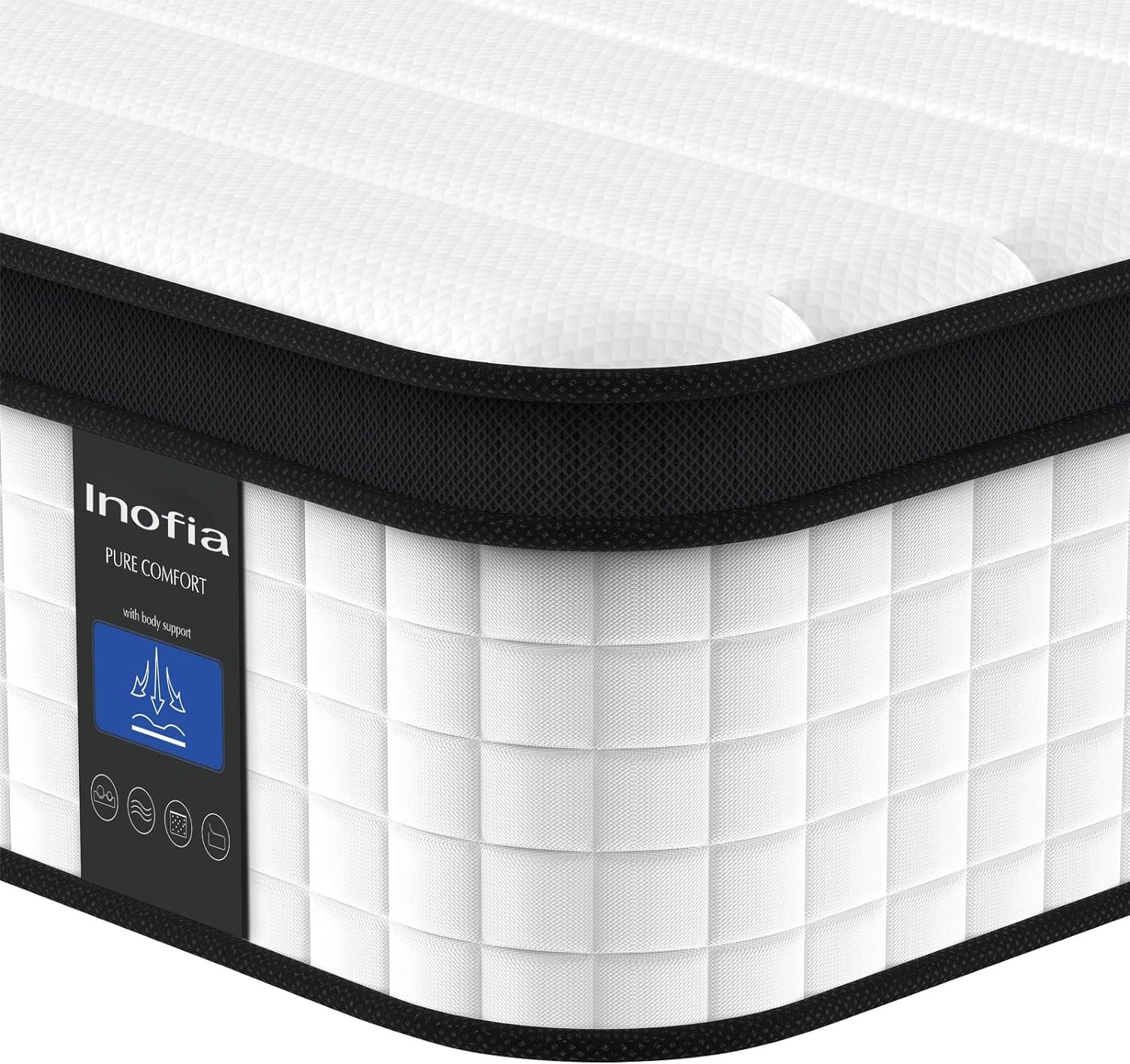 Inofia Twin XL Mattress, 12 Inch Hybrid Innerspring Single Mattress Cool Bed with Breathable Soft Knitted Fabric Cover