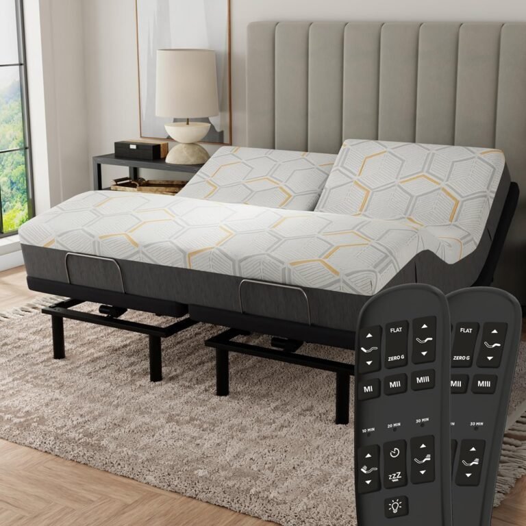 Blissful Nights - e4 Split Head Flex Top King Size Adjustable Bed Frame Set with 12" Copper Gel Infused Memory Foam Mattress Medium Firm, 120-Night Trial