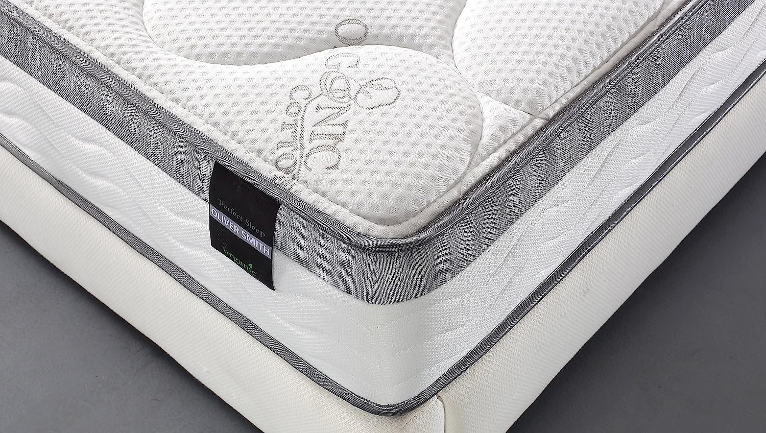 Oliver Smith - Organic Cotton - 10 Inch - Perfect Sleep - Comfort Plush Euro Pillow Top - Cool Memory Foam & Spring Mattress - Green Foam Certified - Queen