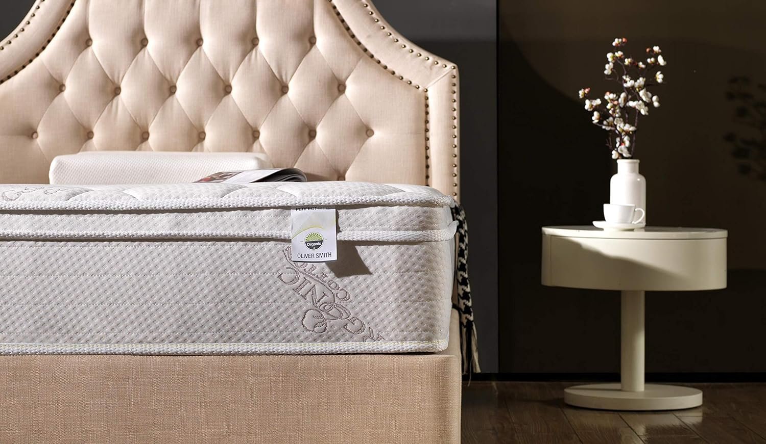 Oliver Smith - Organic Cotton - 12 Inch - Deluxe Sleep - Plush Euro Pillow Top - Cool Memory Foam & Pocket Spring Mattress - Green Foam Certified - Size - King