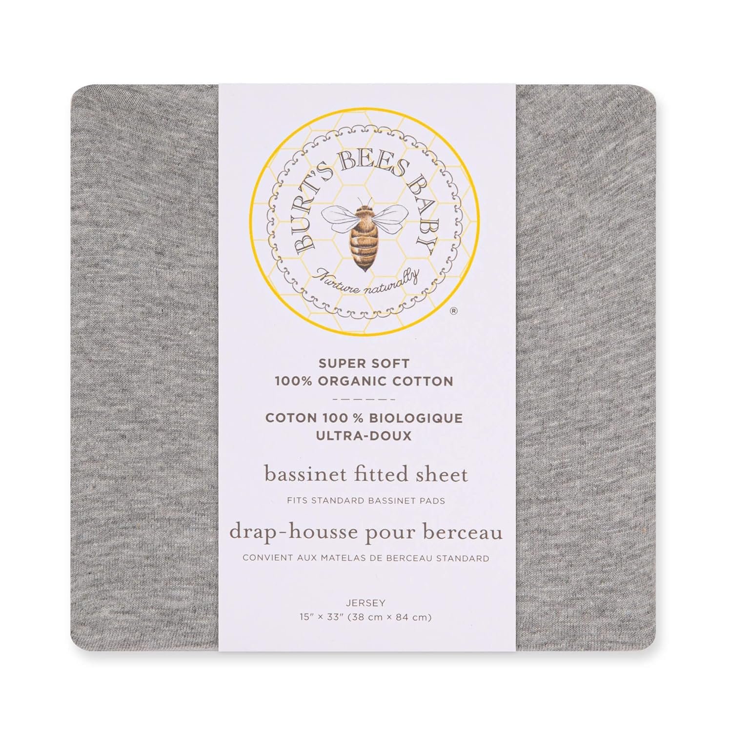 Burt's Bees Baby Bassinet Sheet, Fitted Unisex 100% Organic Jersey Cotton Bassinet Sheet for Standard Bassinet Mattress