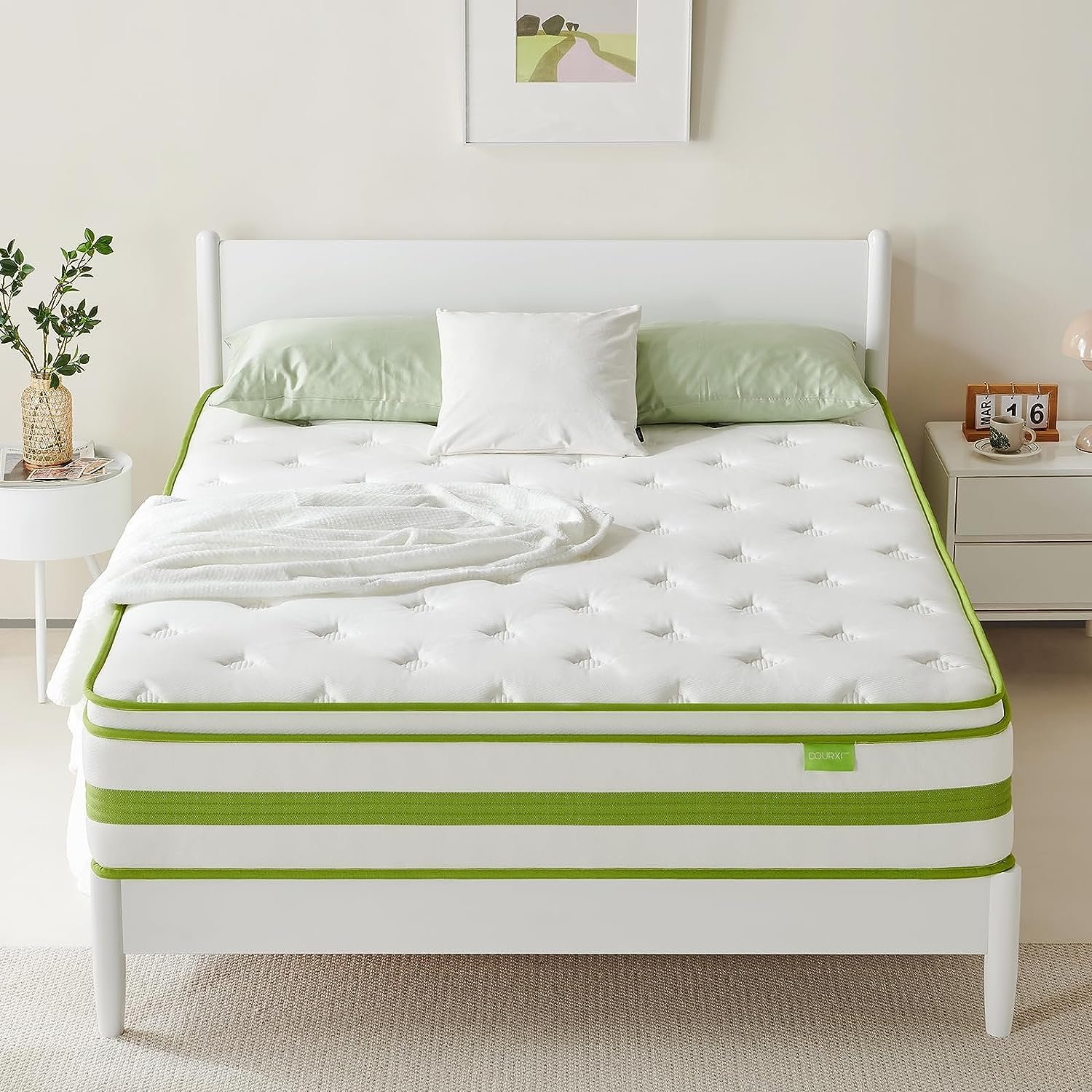 12 Inch Twin Mattress, Hybrid Mattress in a Box, Gel Memory Foam and Pocket Springs for Cooling Sleep & Pressure Relief, Organic Cotton Fabric Cover, Plush Feel, 39"*75"*12", Twin Size
