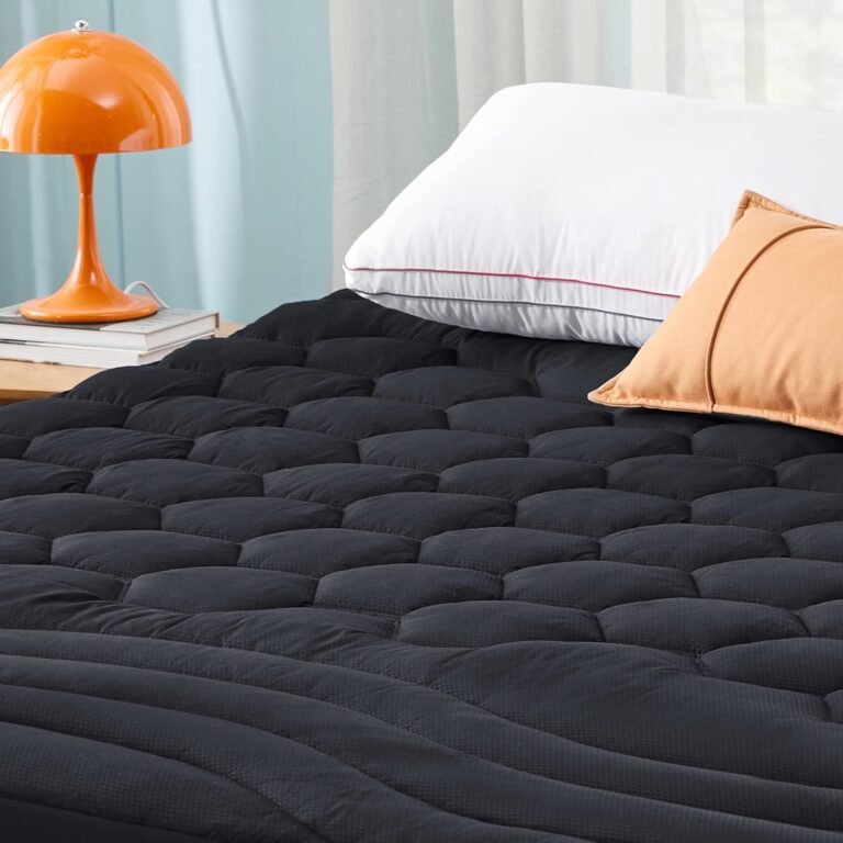 Bedsure Twin XL Mattress Pad - Soft Pillow Top Mattress Topper for College Dorm Essentials, Extra Long Twin Quilted Mattress Protector Cover with Deep Pocket Fits 8"-21" Mattress, Black, 39x80 Inches