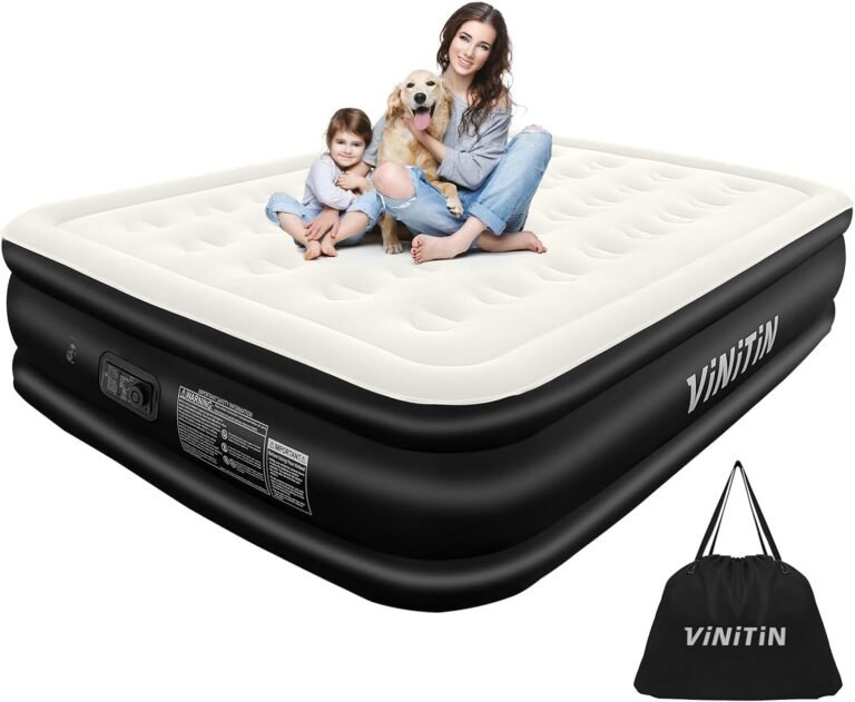 Air Mattress Queen with Built in Pump, 18" Elevated Inflatable Blow Up Mattress with Self-Inflation/Deflation, Soft Flocked Top Air Bed for Guest, Home,Camping, 80x60x18in, 660lb Max