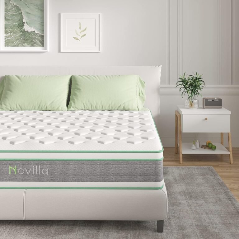 Novilla Queen Mattress, 12 Inch Hybrid Mattress in a Box, Innerspring Mattress with Gel Memory Foam for a Cool Sleep, Pressure Relief, Medium Firm Pillow Top Mattress, Groove