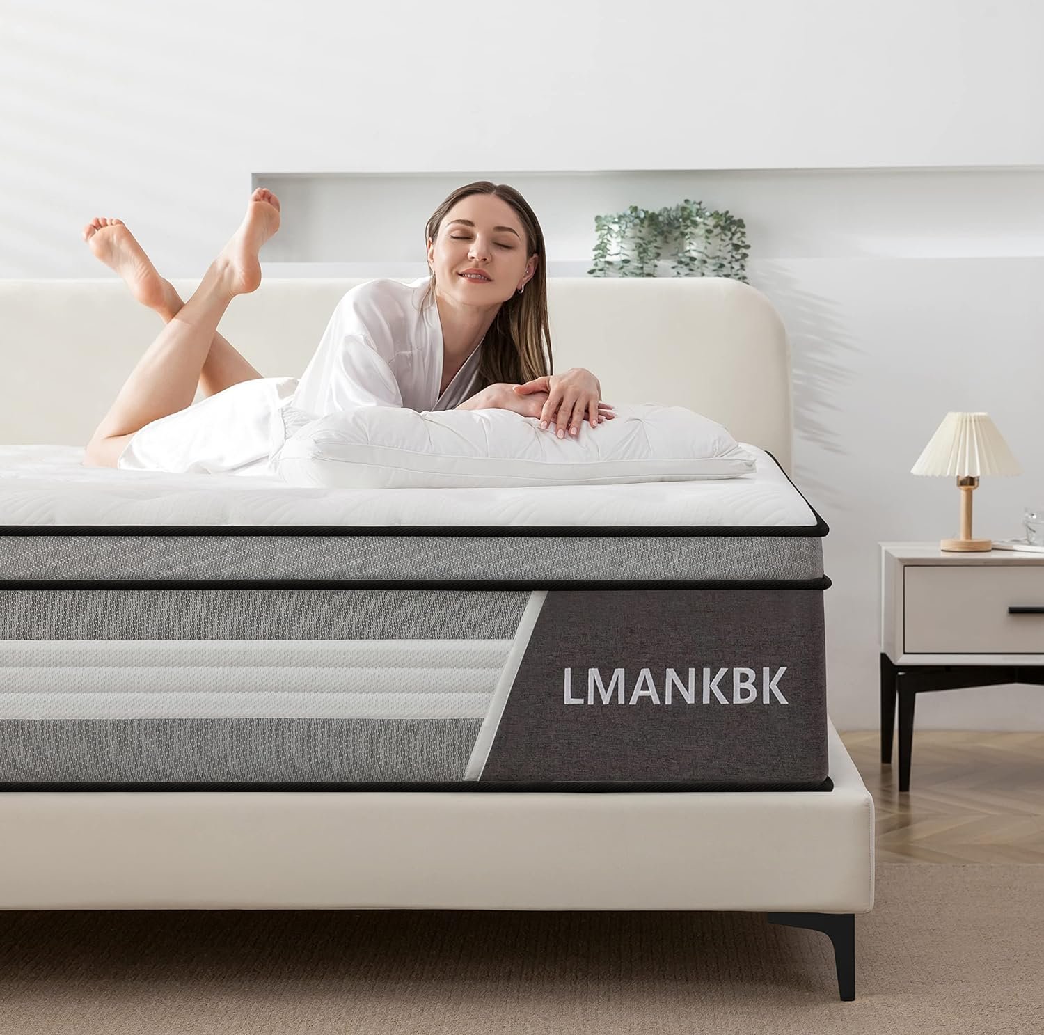 King Mattress, 14 Inch Innerspring Hybrid Mattress in a Box with Gel Memory Foam, Individually Wrapped Encased Coil Pocket Spring Mattress, Pressure Relief, Medium Firm Support,76"*80"*14"…