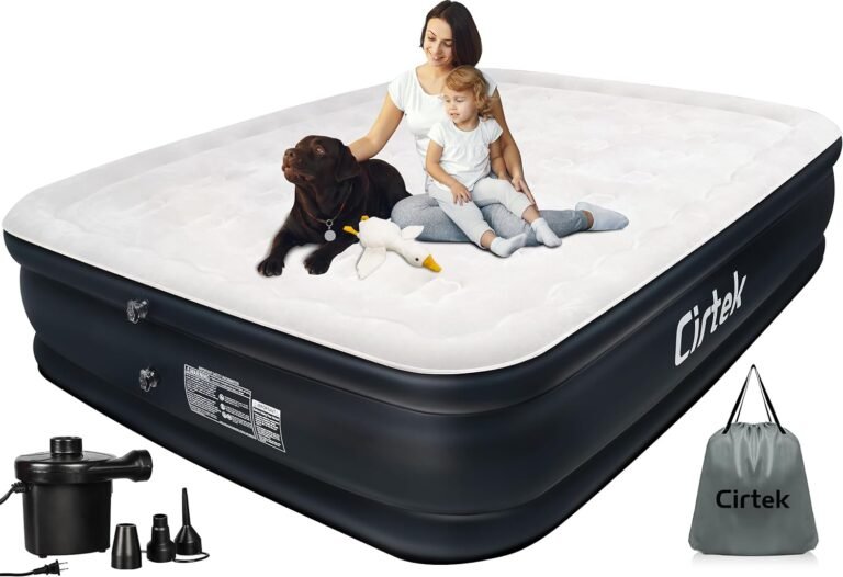 Cirtek Inflatable Mattress, inflatables Bed, Camping, Travel, Tent Portable Size Lightweight Matress, Easy to Sleeping, Configuration Blow Pump (16 Queen)