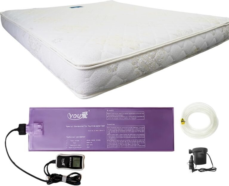 50% Mediume Wave Water Bed Mattress, PVC Softside Water Bed with Smart Thermostats, Durable and Foldable Water Bed Set for The Elderly, Children and Adults (Queen-60×80)