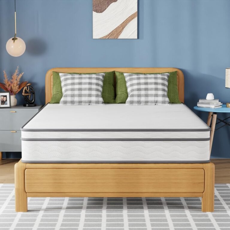 PayLessHere 10 Inch Innerspring Full Mattress Medium Firm Hybrid Mattress with Removable Cover CertiPUR-US Certified Bed-in-a-Box Pressure Relief Foam Mattress,White