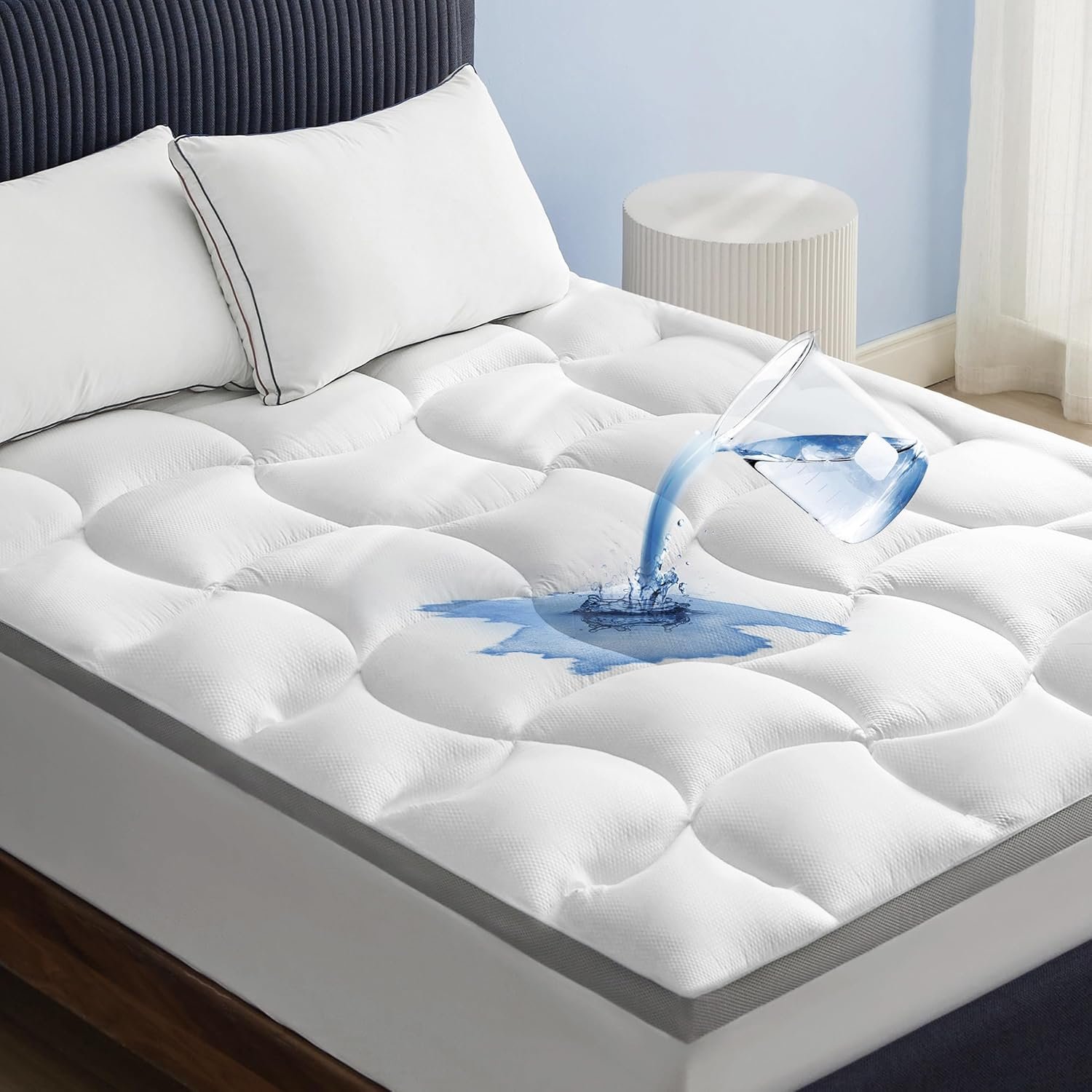 Bedsure Waterproof Mattress Topper Queen - Pillow Top Mattress Protector Extra Thick with 8-21" Deep Pocket, Mattress Pad Fitted, Soft Bed Topper for Queen Size Bed