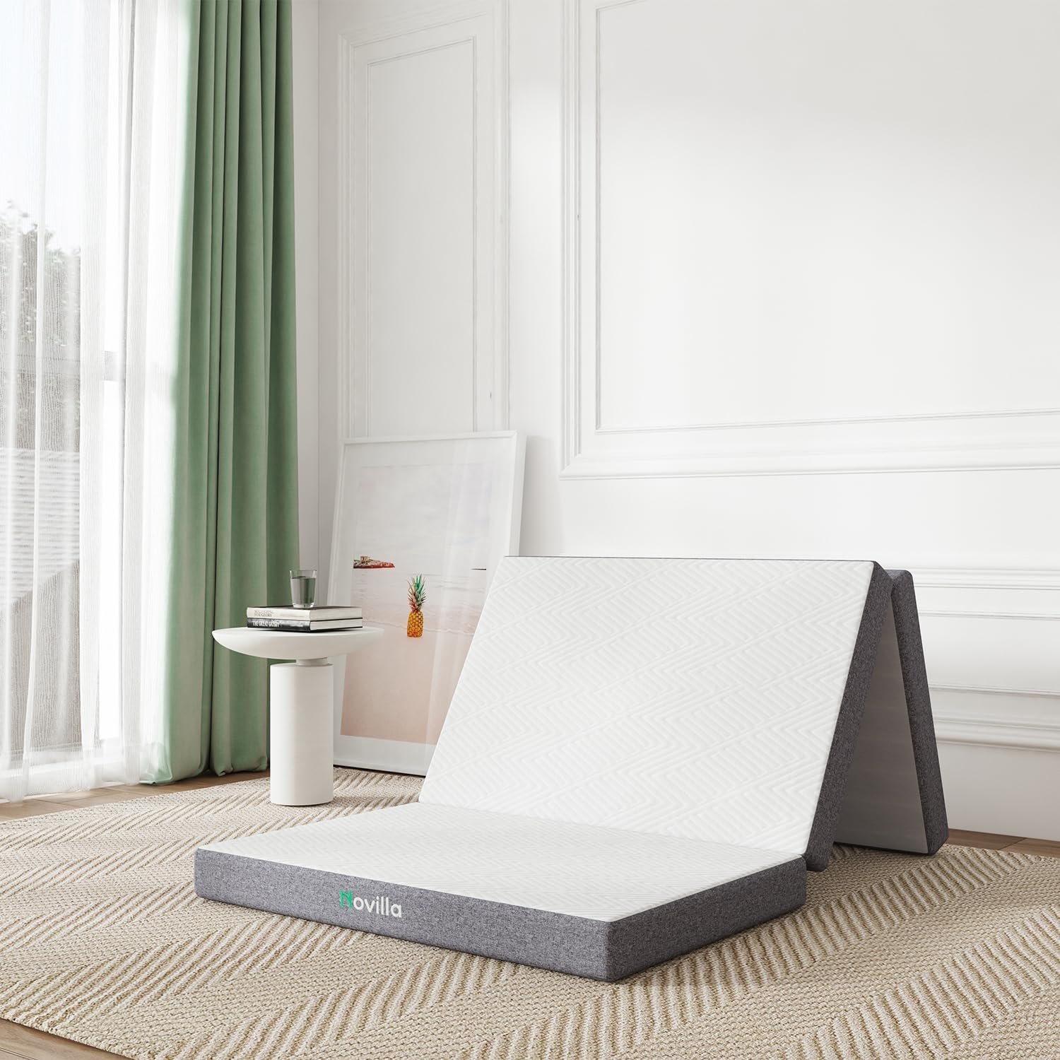 Novilla Tri Fold Mattress Full, 4 Inch Memory Foam Foding Mattress,Portable Mattress with Breathable Mesh Sides for Yoga, Camping, RV,Foldable Mattress,CertiPUR-US Certified,Full Size
