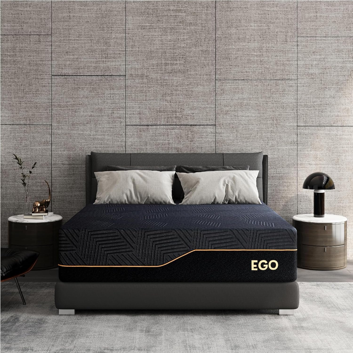 King 14 Inch Memory Foam Mattress in a Box, Cooling Knit Fabric Cover, Copper-gel Memory Foam, Made in USA, CertiPUR-US Certified, Firm Fiberglass Free Mattress, 76”x80”, Black