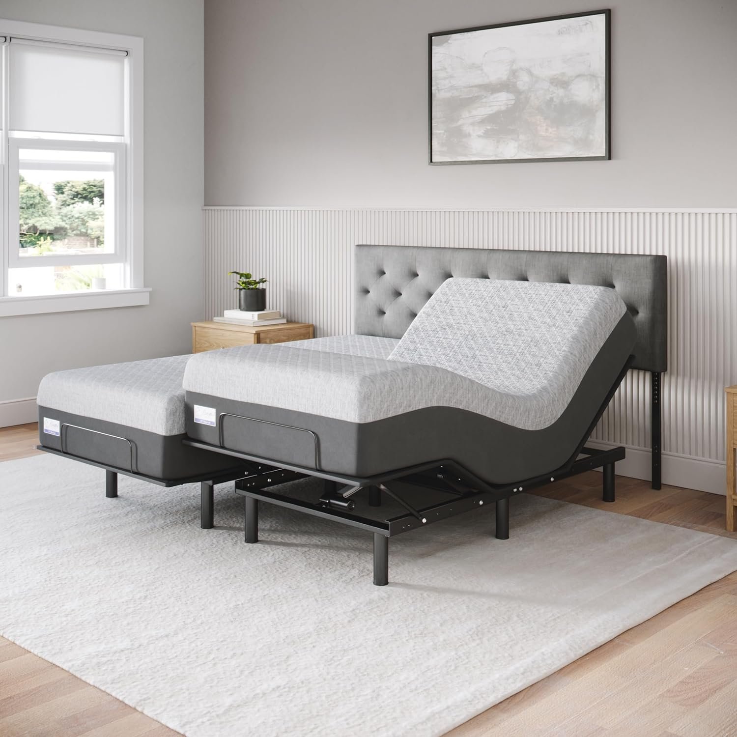 Celestial Aurora Adjustable Bed Base (Frame) + 12 inch Gel Memory Foam Mattress (Medium Soft), Easy Assembly, Head and Foot Lift, Zero Gravity, Memory Positions, CertiPUR-US Bed - Split King