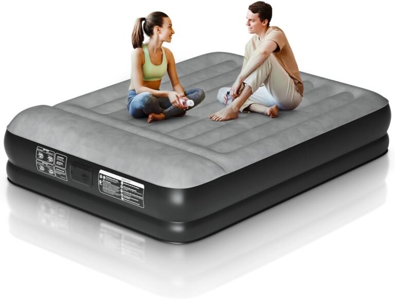 Queen Air Mattress Waterproof and Easy-to-Clean, Blow Up Mattress with Built-in Pump, Durable Inflatable Mattress with Pillow Design Suitable for Naps, Hosting a Friend and Camping