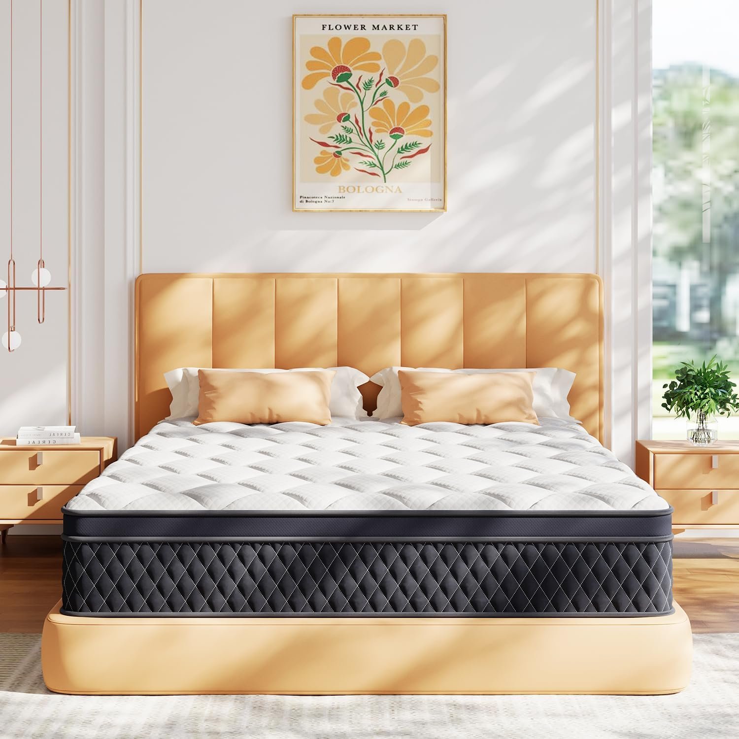 ELEMUSE 12 Inch Twin XL Mattress in a Box, Memory Foam Hybrid Mattress with Individually Pocketed Springs for Isolate Motion, Pressure Relief, CertiPUR-US Certified