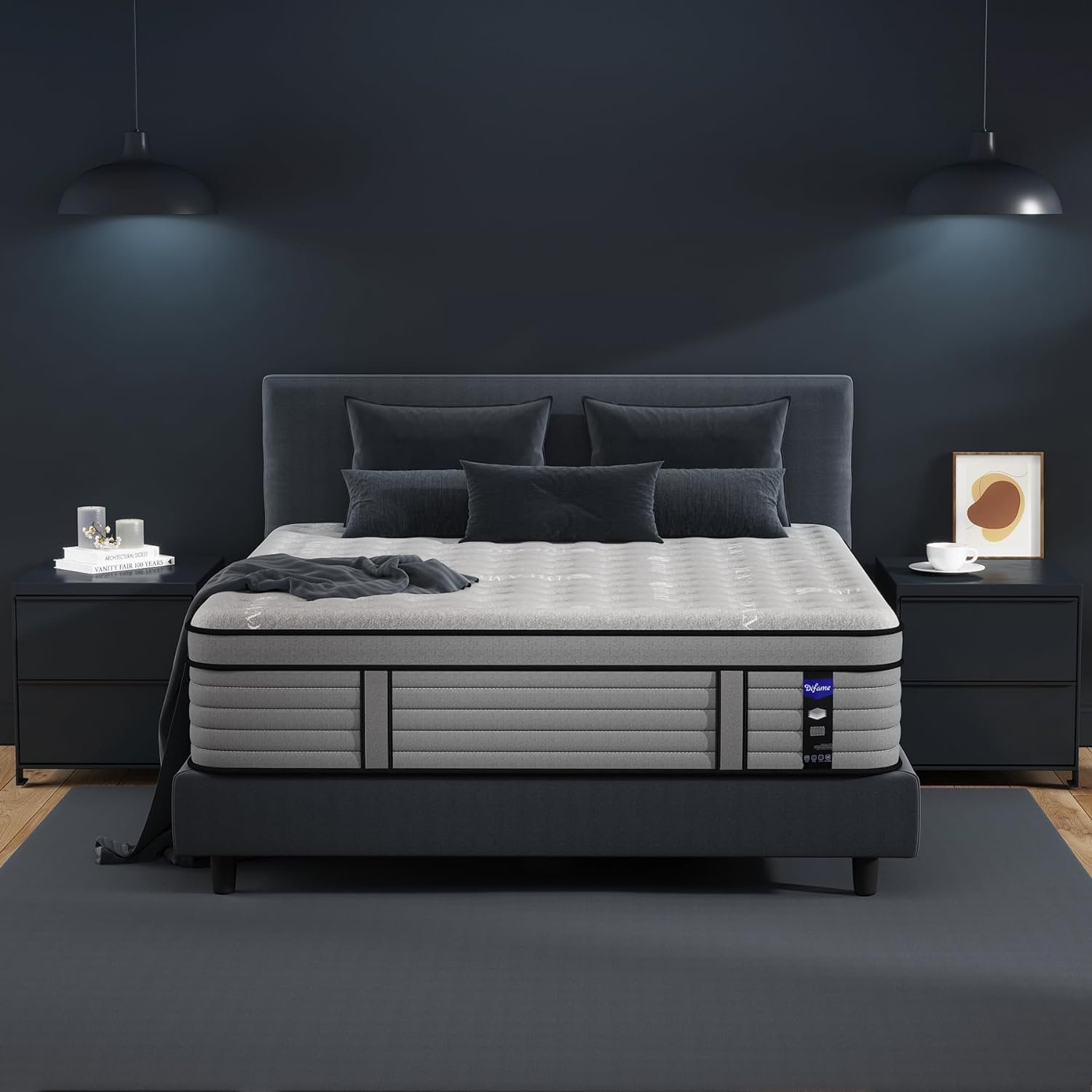 Queen Size Mattress, 12 Inch Hybrid Mattress in a Box with Memory Foam, Individually Wrapped Pocket Coils Innerspring for Motion Isolation, Pressure Relief, Edge Support, Medium Firm