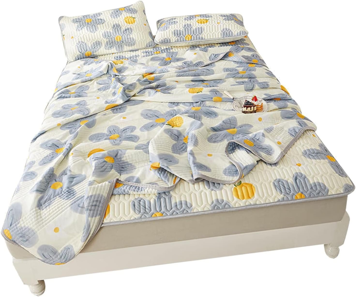 Latex Sleeping Mat Soft Breathable Skin Friendly Cooling Mattress Topper Pad with 2 Pillowcase for Summer (Type 1 Sleeping Mat 150x200cm / 59.1x78.7in)