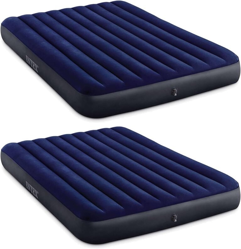 Intex 10 Inch Dura Beam Fiber Tech Vinyl Standard Downy Air Mattress with Plush Top and 2 in 1 Valve, Queen (Pump Not Included) (2 Pack)