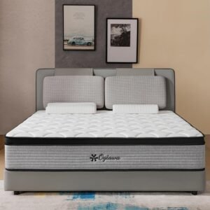 OGIAWA 12 Inch Queen Memory Foam and Spring Hybrid Mattress – Premium Comfort and Support