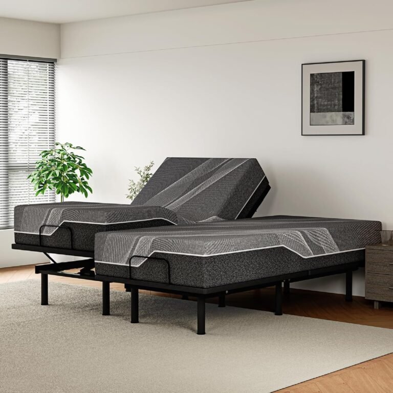 Split King Adjustable Bed Frame with Mattress, 14 inch Cooling Gel Memory Foam Mattress, CertiPUR-US Certified Fiberglass Free, Zero Gravity & Wireless Remote, Head & Foot Incline, 80"×76"