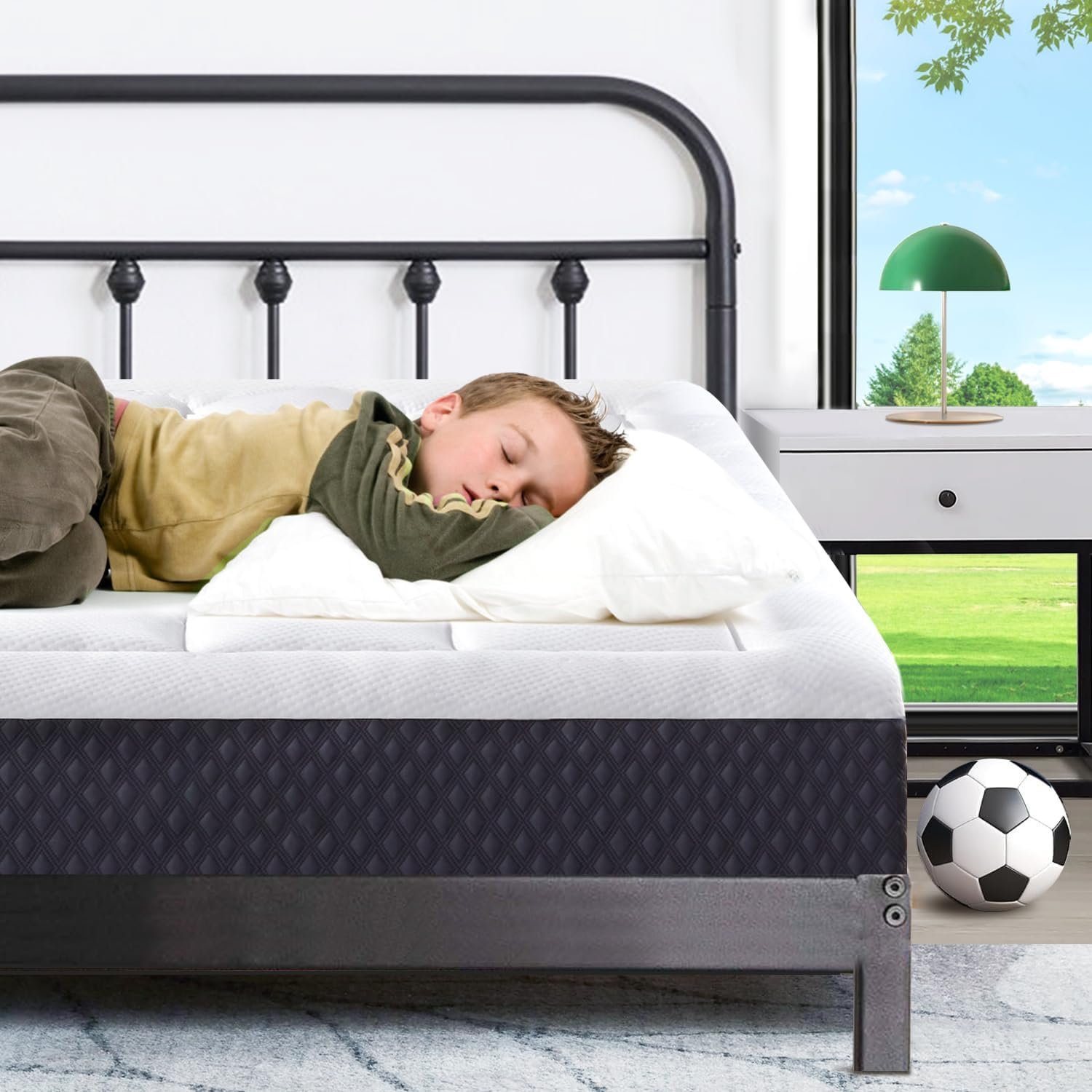 6 Inch Twin XL Mattress in a Box, Extra Long Twin Breathable Gel-Memory Foam Plus Pillowtop Mattress for Pressure Relief, CertiPUR-US Certified Bed in a Box, Fiberglass-Free