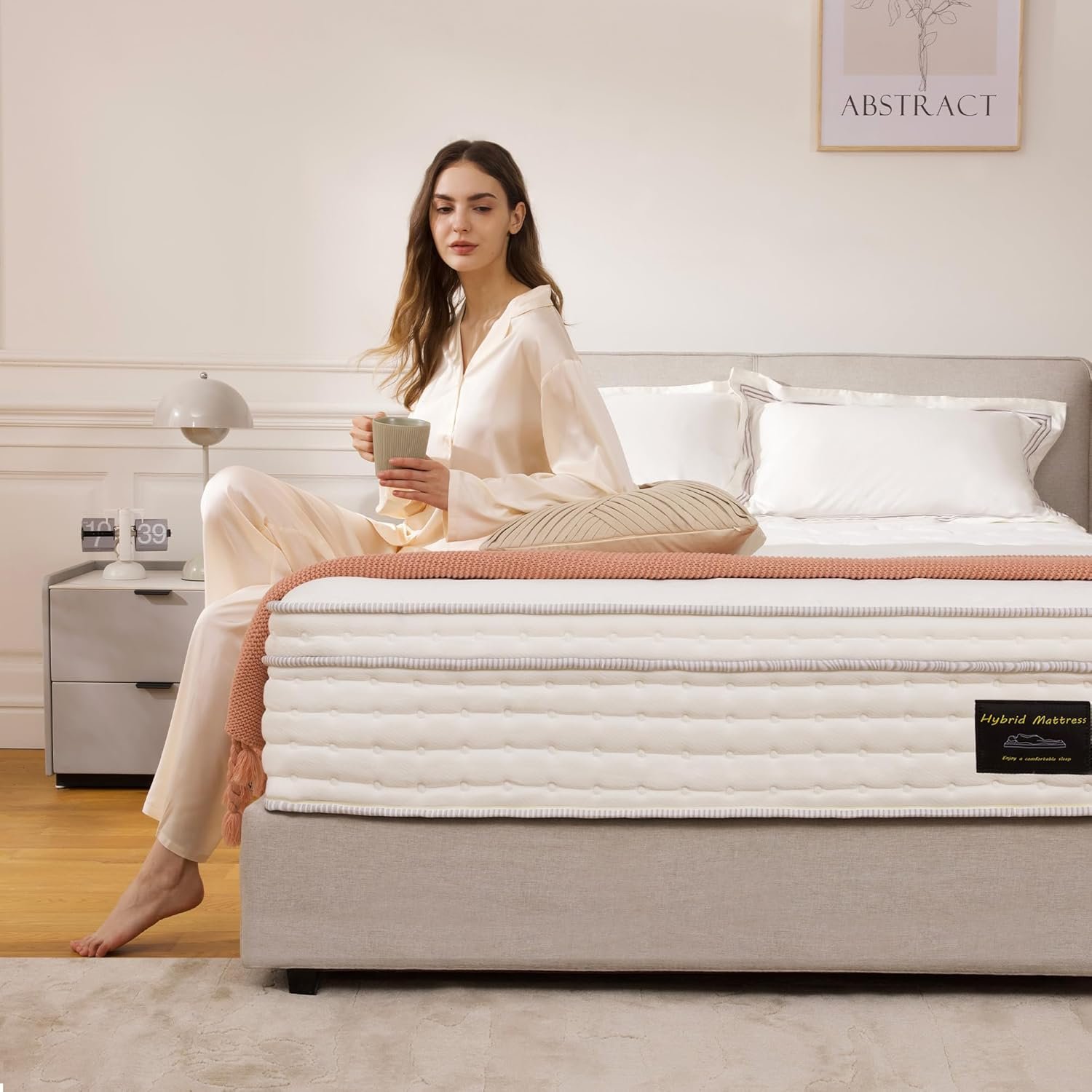 Queen Size Mattress, 12 Inch Queen Hybrid Mattress with Gel Memory Foam, Bed Mattress Extra Lumbar Support for Pressure Relief