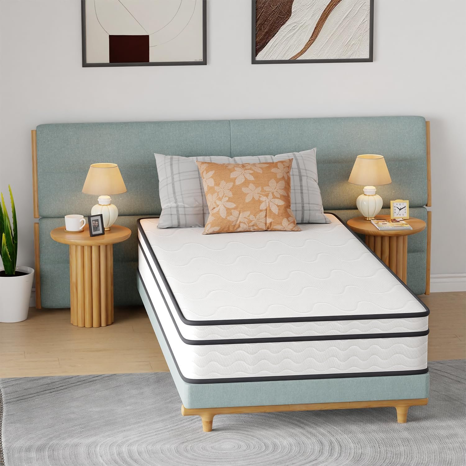 FDW 10 Inch Twin Mattress,Hybrid Mattress Memory Foam & Innerspring, Premium Foam Mattress,Pressure Relief,CertiPUR-US Certified,Medium Firm,White