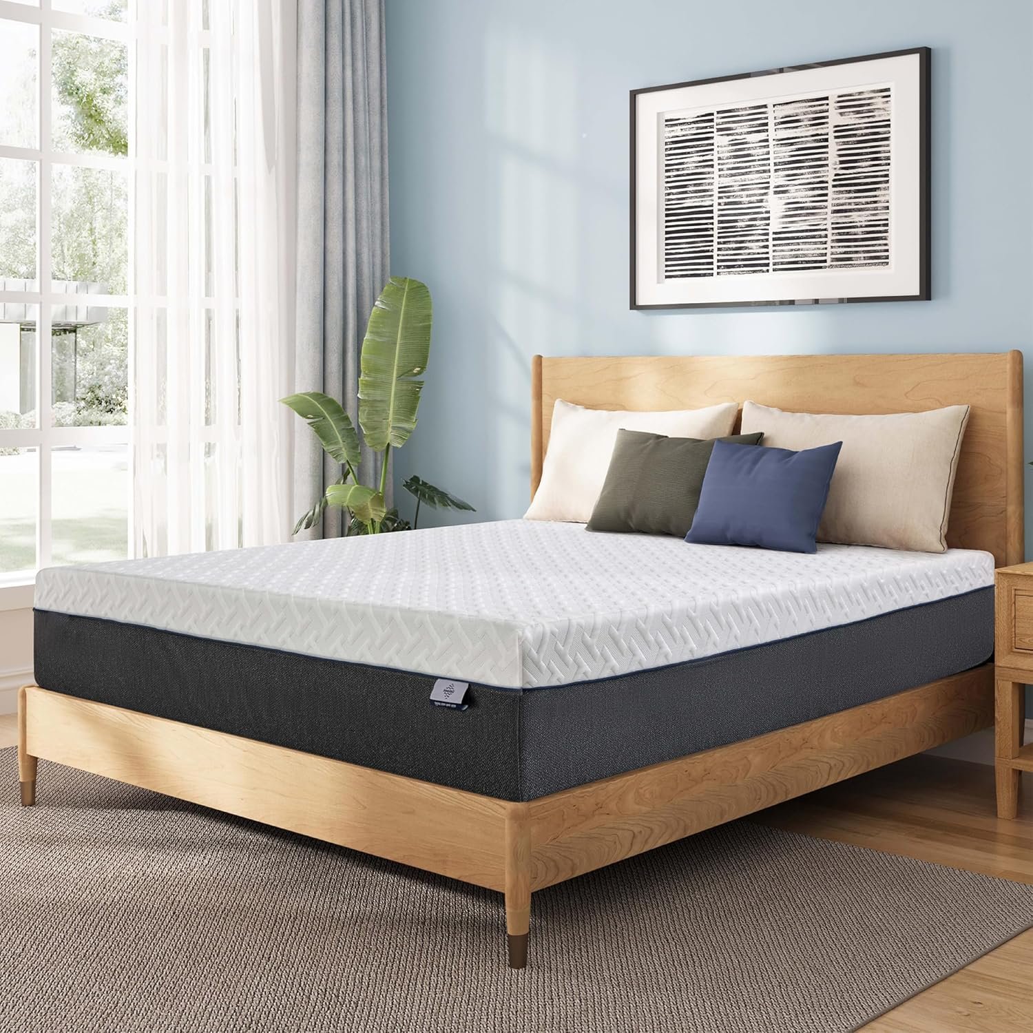 12 Inch Queen Green Tea Memory Foam Mattress for Cool Sleep & Pressure Relief, Bed in a Box, Removable Cover, No Fiberglass, CertiPUR-US Certified
