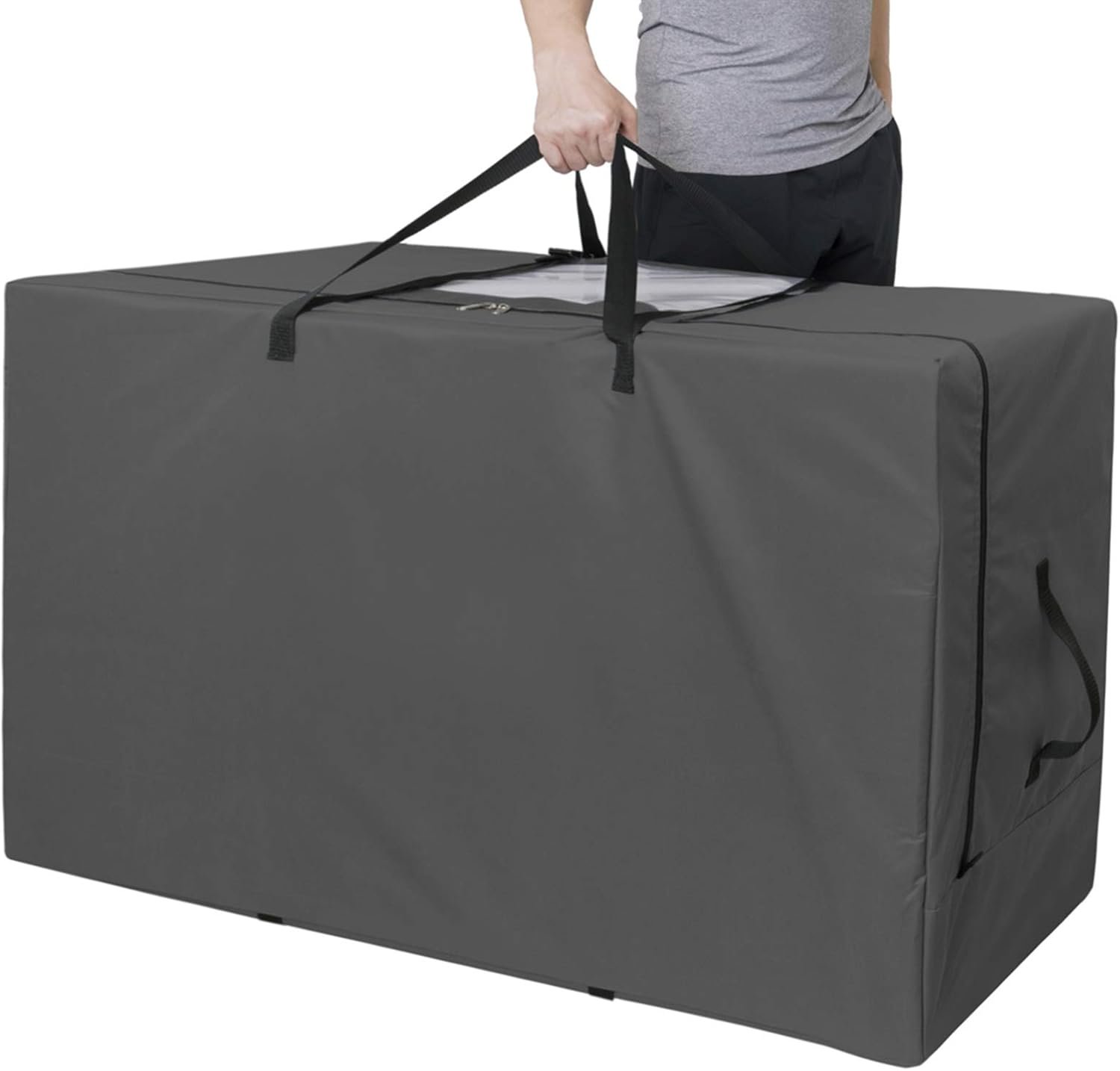 Cuddly Nest Folding Mattress Storage Bag - Heavy Duty Carry Case for Tri-Fold Guest Bed (Fits 6" Queen Mattress,Black)