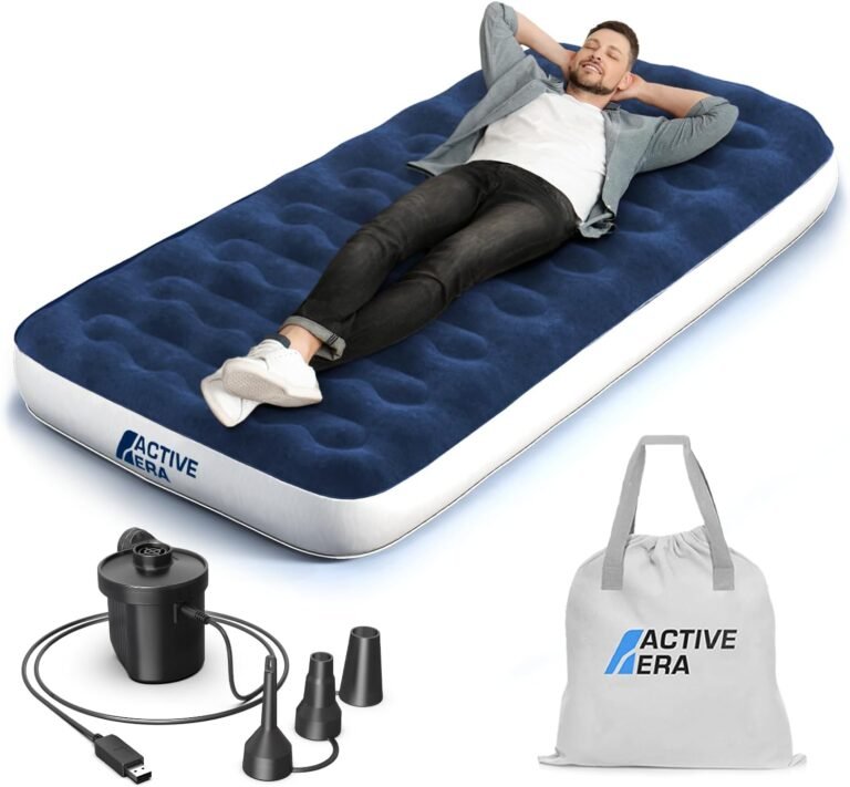 Active Era Twin Air Mattress with Built-in Pump & Raised Pillow - Heavy Duty Puncture Resistant, Waterproof Blow Up Bed