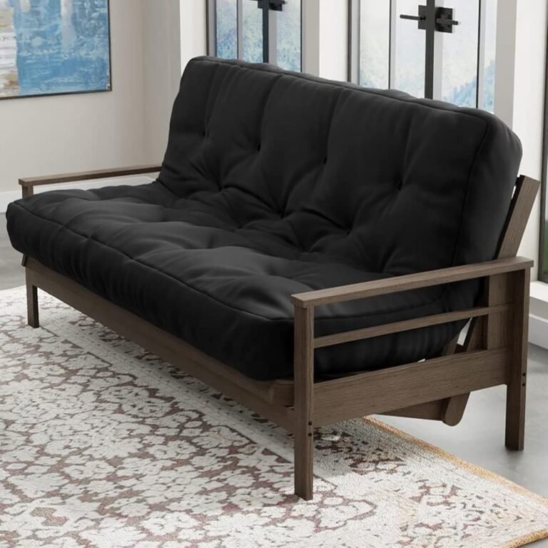 Loosh Home | 6" Queen Size Futon Sofa Bed Memory Foam Mattress - USA Made, Black, No Frame