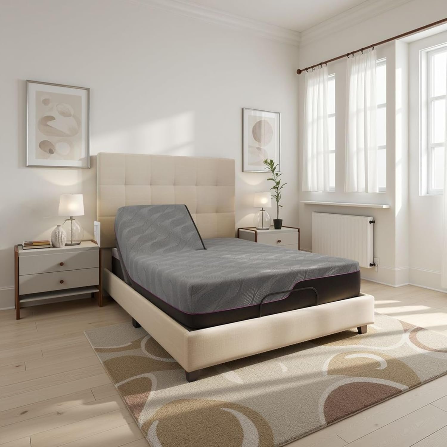 Bridgevine Home Split Flex 4-Layer Latex Foam Adult Mattress, 11 Inches, Mattress-in-a-Box, Split Top Queen Size, Charcoal Knit Cover