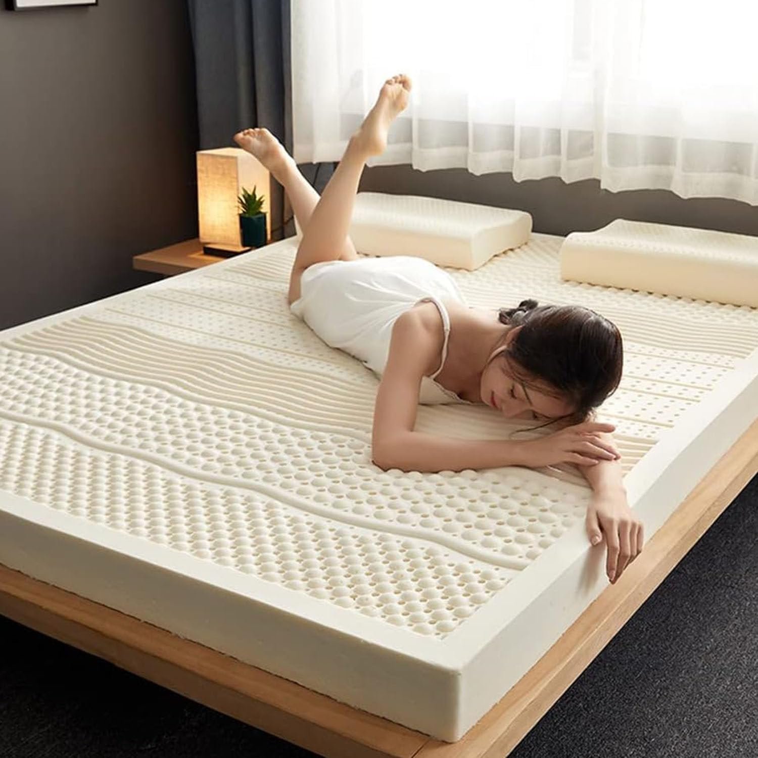 100% Natural Latex Mattress, Soft Body Massage, Medium Firm, Queen, 10cm-150x200cm(59x79in)