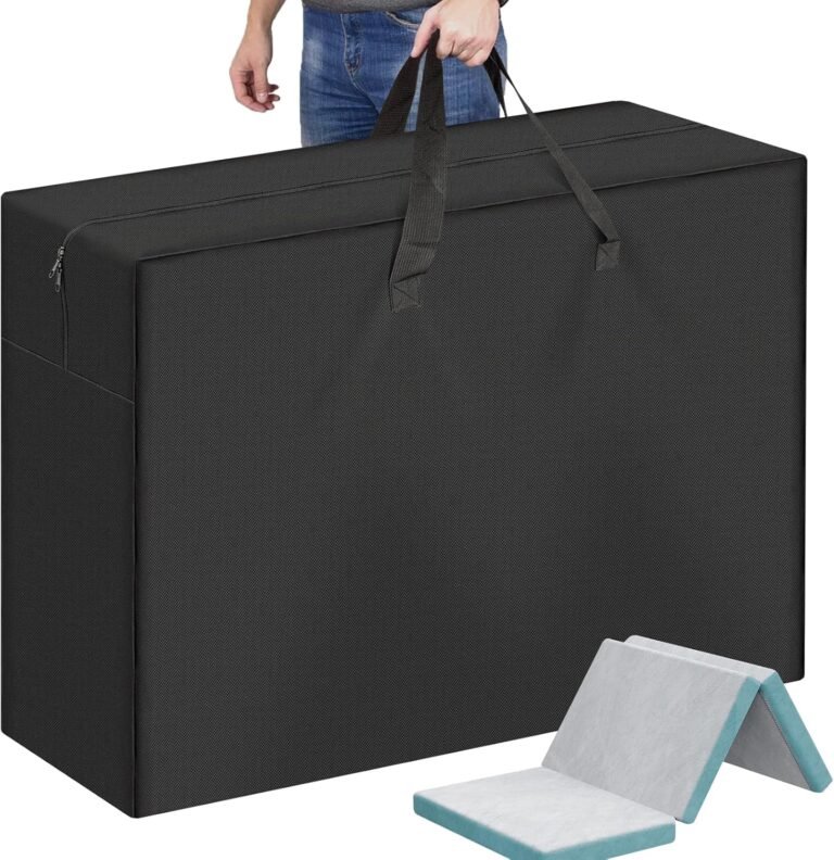 Foldable Mattress Storage Bag, 39.7" X27.5" X13" Portable Waterproof Carry Case for Trifold Memory Foam Twin&XL Twin Folding Mattress, 600D Oxford Heavy Duty Camping Bag, Black