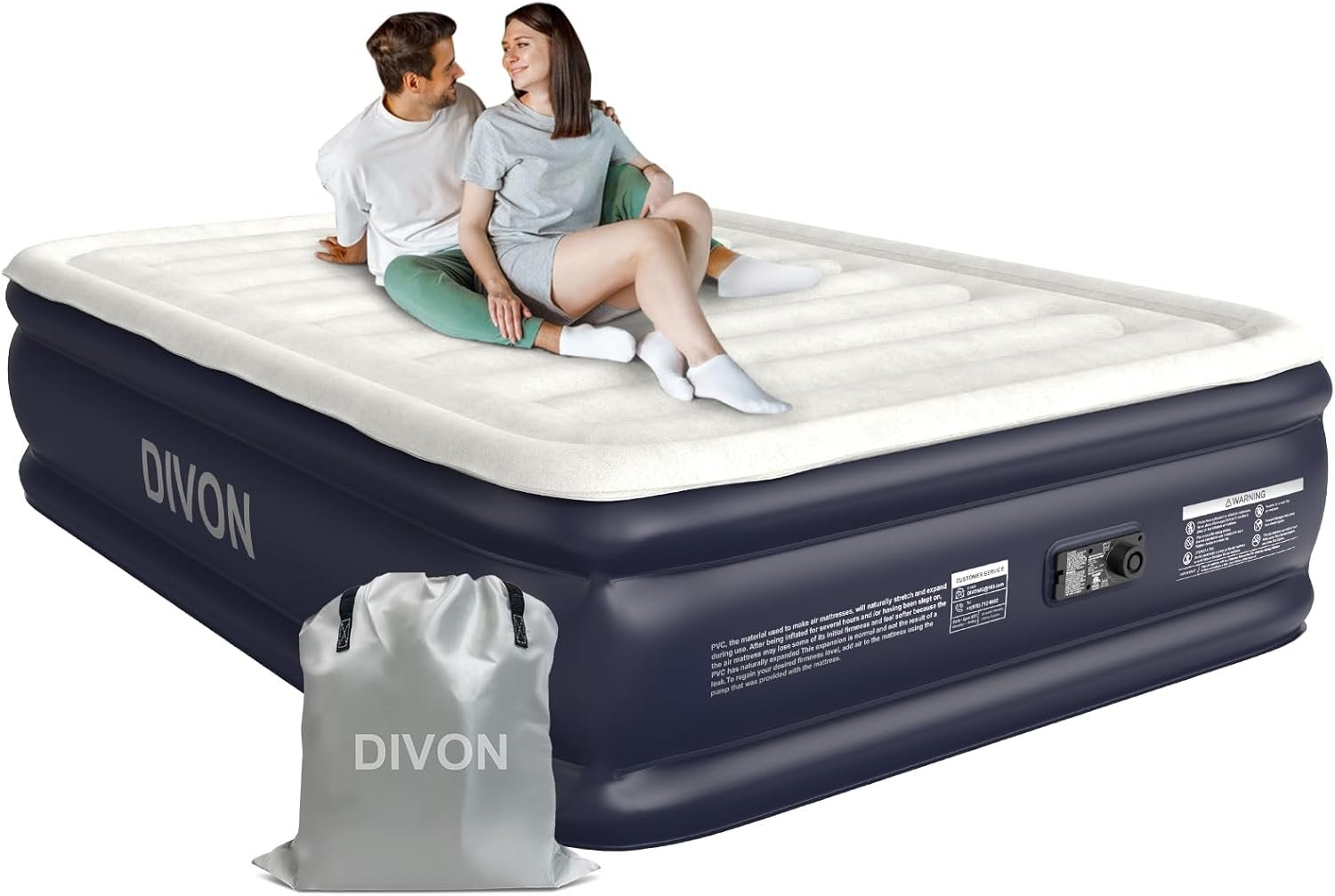 Air Mattress Full with Built in Pump,18''Raised Blow Up Mattress 2 Mins Self-Inflation/Deflation,Upgraded Thicker Inflatable Mattress，Air Bed with Storage Bag for Guests,Home，Camping，660 lbs Max