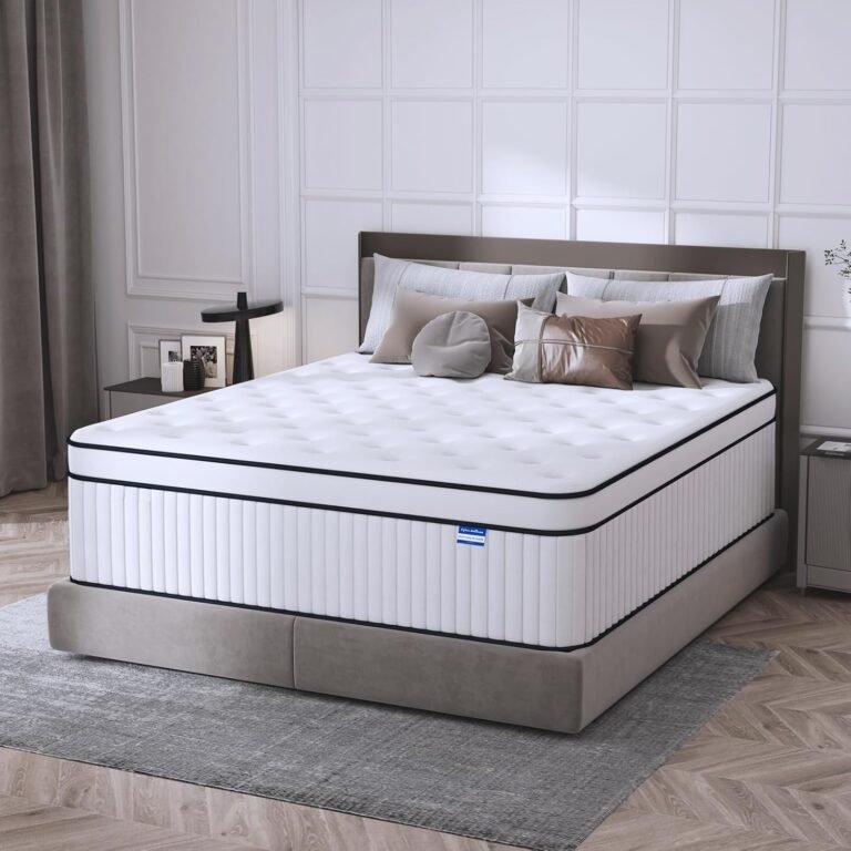 Queen Mattress, 14 Inch Queen Size Mattress in a Box, Medium Firm Hybrid Mattresses, Pocket Spring and Soft Foam for Cool Sleep & Pressure Relief, Strong Edge Support and Motion Isolation