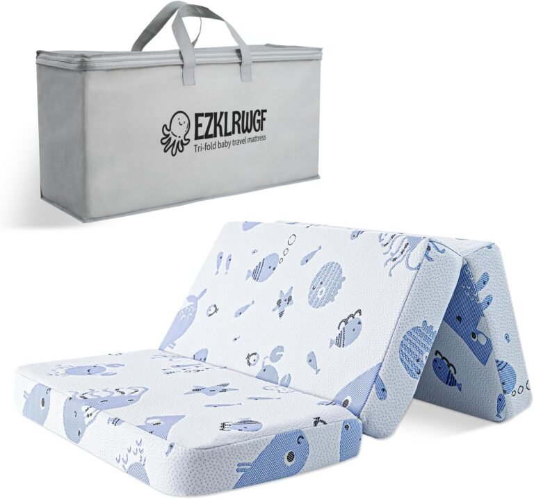 Trifold Pack and Play Mattress,Portable Dual Sided Soft & Firm Premium Memory Foam Pack N Play,Thick Mattress for Pack N Play with Removable Cover