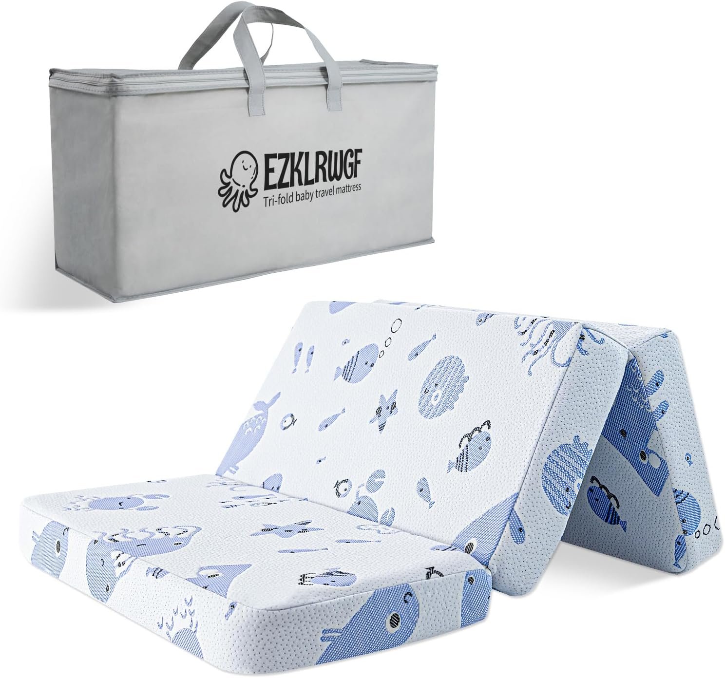 Trifold Pack and Play Mattress,Portable Dual Sided Soft & Firm Premium Memory Foam Pack N Play,Thick Mattress for Pack N Play with Removable Cover