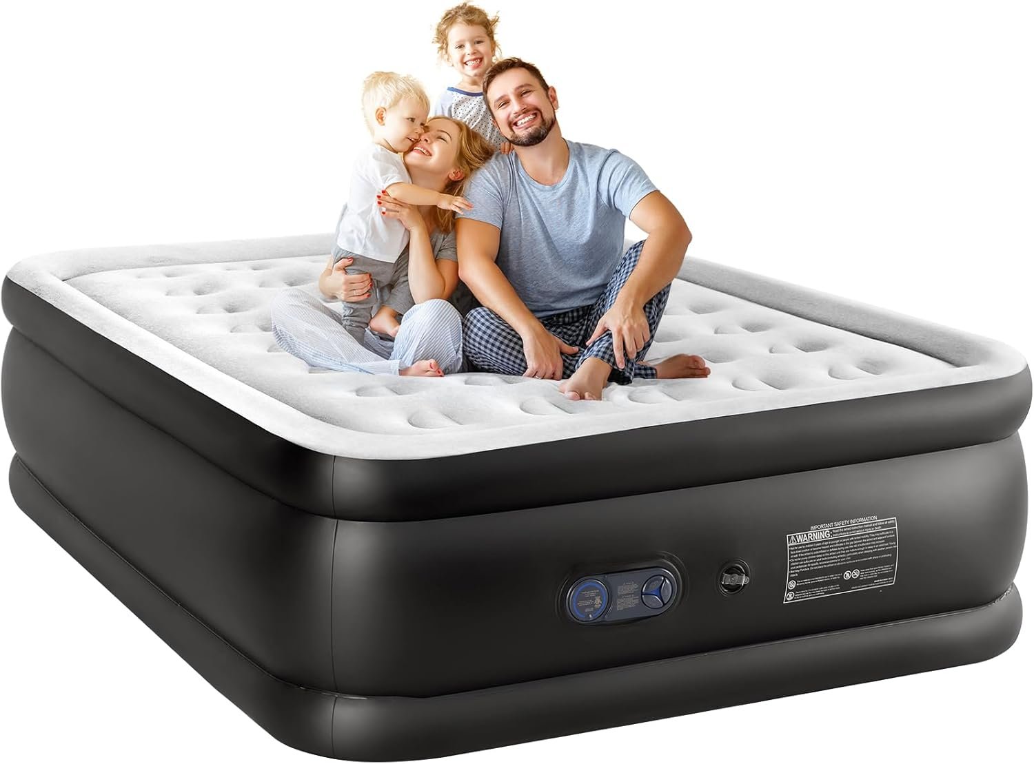 Sweetcrispy Queen Air Mattress - 18" Inflatable Blow Up Airbed with Built-in High Capacity Pump, Double Height, Non-Slip Bottom Design, Weight Capacity 660 lbs Air Bed for Home or Camping