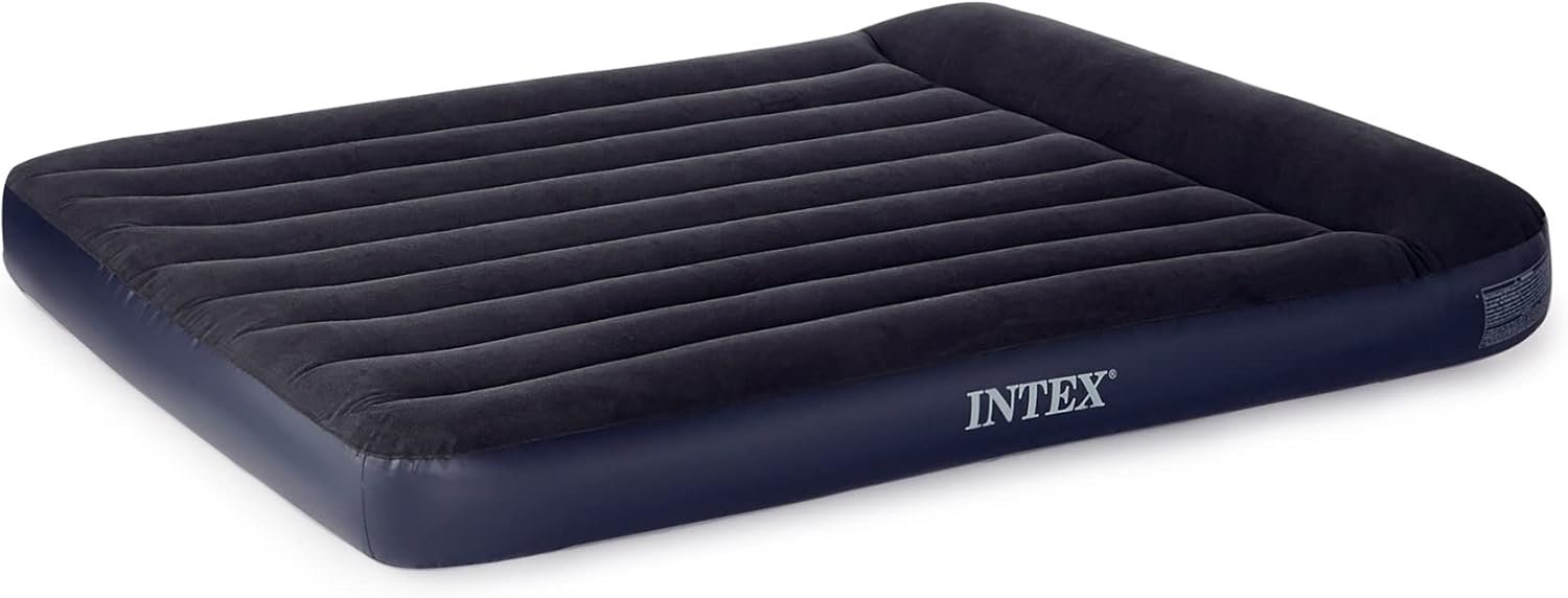 Intex Pillow Rest Classic Airbed with Built-in Pillow and Electric Pump, Queen