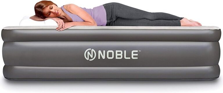 Noble Queen Size Luxury Upgraded Double HIGH Raised Air Mattress, Inflatable Airbed with Built-in Pump Elevated Raised Air Mattress Quilt Top, Coil Beam Technology