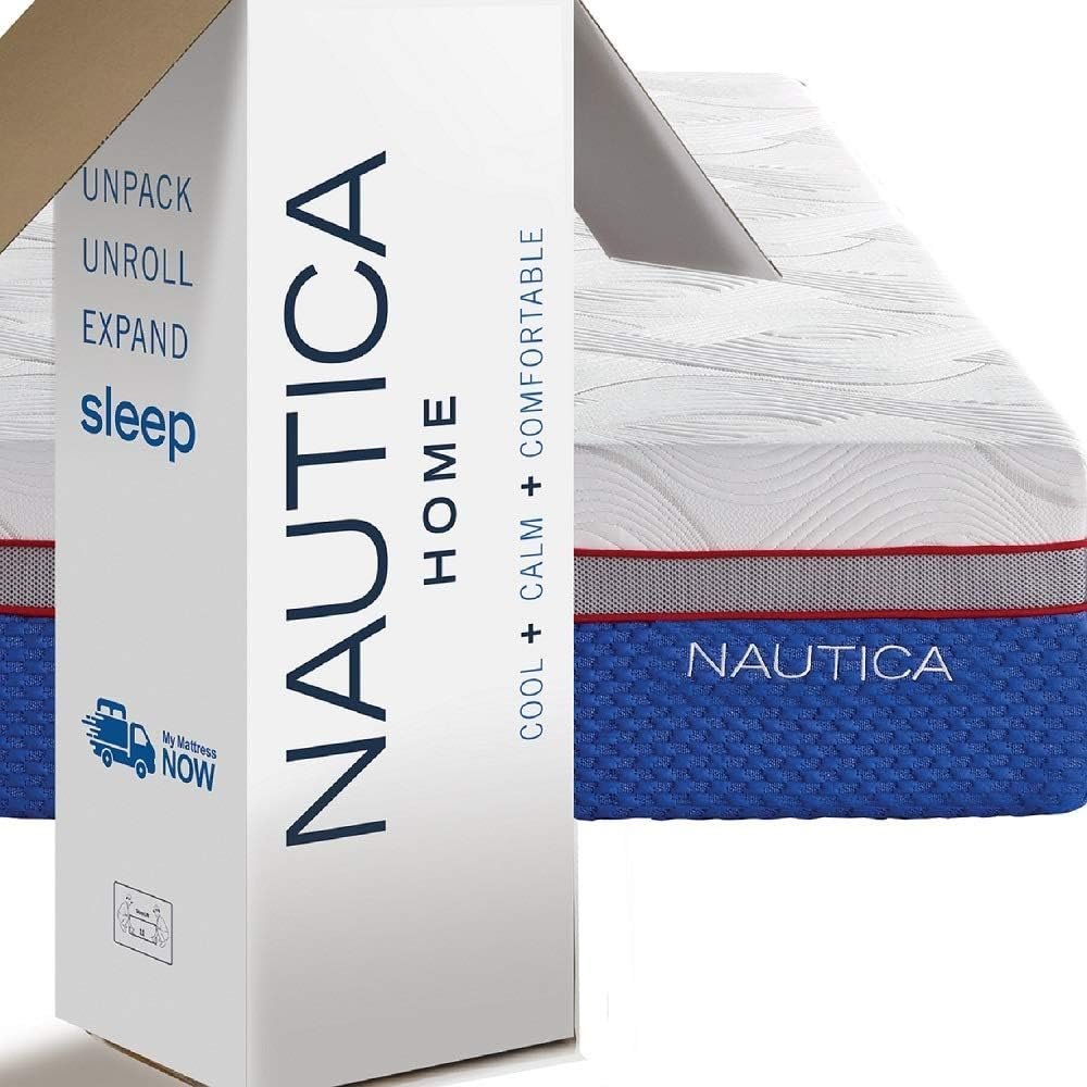 Nautica Home Mattress, 12 inch Memory Foam Bed, Cooling Gel, Medium Plush Comfort Support, Queen