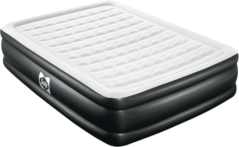 Sealy Tritech 18" Inflatable Air Mattress Bed with Built-in Pump, Storage Bag, and Repair Patch, for Indoor and Outdoor Use, Queen