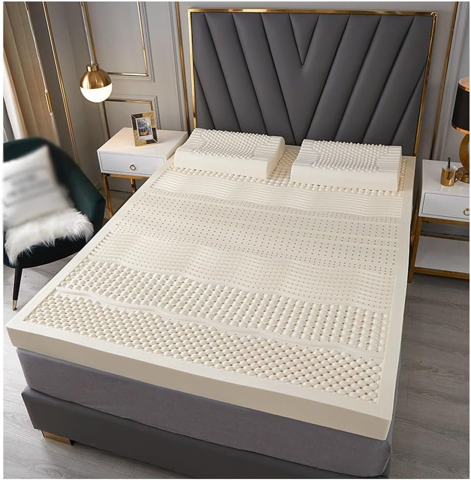KLUFO 100% Natural Latex Mattress,Compression and No Deformation,Honeycomb Pore Ventilation,Soft and Comfortable, Latex Mattress,7.5cm,135x190cm(53x75in)