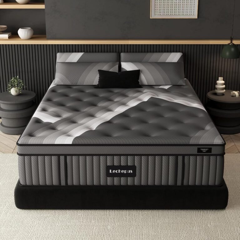 Lechepus 14Inch California King Mattress in Box, Plush Memory Foam Calking Size Mattress Sleep Presssure Relief, 5-Zone Individual Pocket Spring Mattresses, CertiPUR-US Certified None of Fiberglass