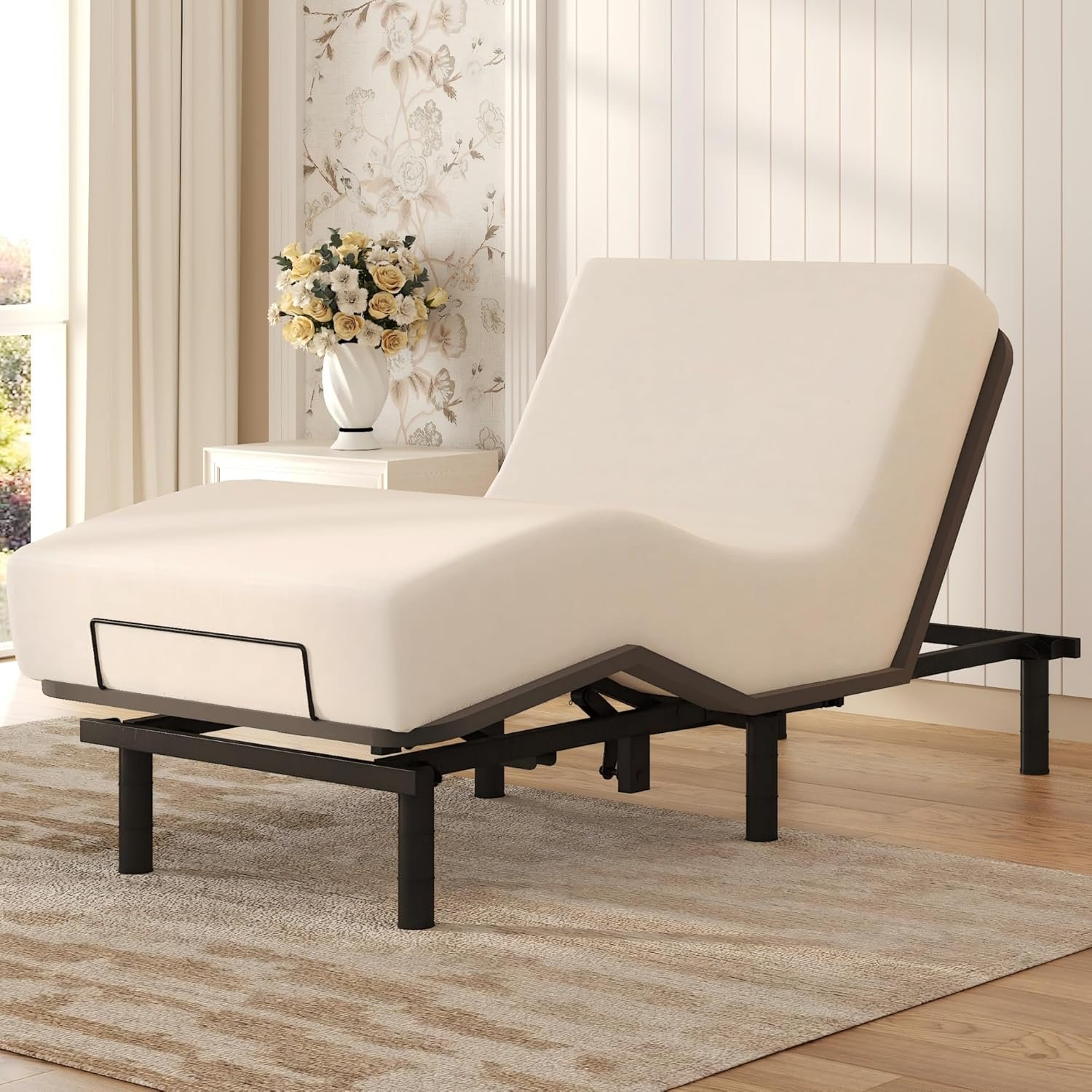Softa Adjustable Bed Frame Twin XL, Electric Bed Base, Quick Assembly, Whisper Quiet Durable Motor, Remote Control, Mattress Holder, Oxford Fabric Bedspread